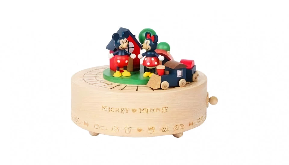 Disney Muziekdoos Mickey En Minnie Wooderful Life 14 Cm Hout
